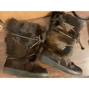 Oscar Sport Fur Women's Winter Boots Vega Made In Italy 36 Size 6 Brown Lace Up